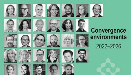 The project leaders of the new convergence environments in life sciences in the first column followed by research partners. Marie E. Rognes and Michael A. Riegler can be found as no 5 and 6 from right on the top bar.